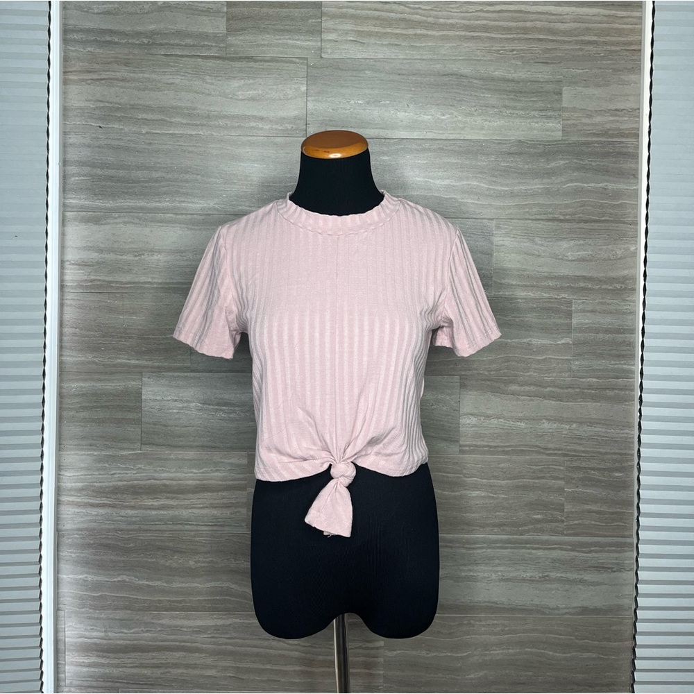 Pink Knotted Ribbed Women's Top